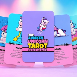 The Awaken Unicorn Tarot – Major Arcana – English / German – Magical Tarot Deck for Divination, Lightwork, and Spiritual Guidance