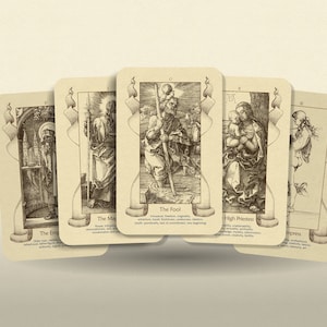 El Tarot de Durero – Arcanos Mayores – Inglés – Alemán – Baraja de adivinación única con arte renacentista y profundo simbolismo espiritual