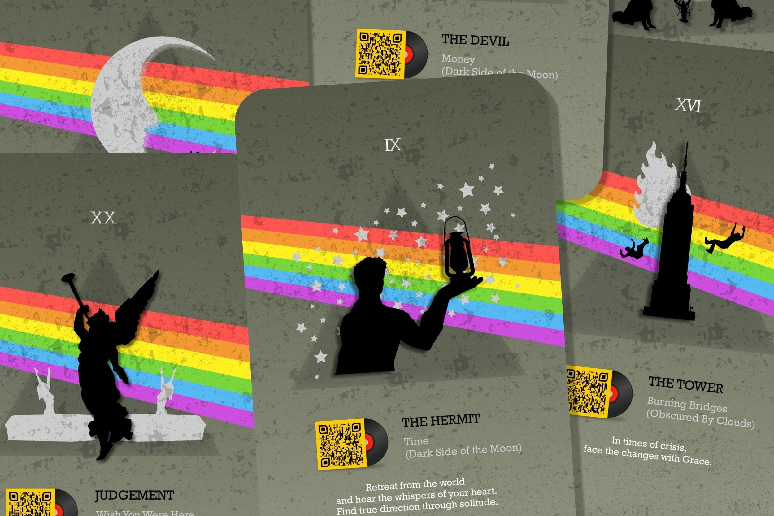Tarot Side of the Moon – Pink Floyd Oracle – Major Arcana – English – Music-Inspired Tarot Deck for Divination & Spiritual Exploration