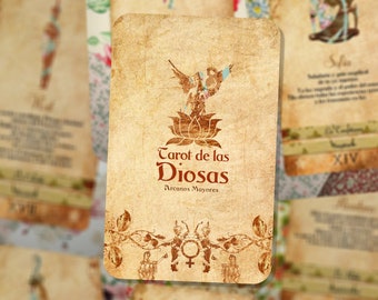 Tarot de las Diosas - Tarjetas de Poder de la Diosa - Arcanos Mayores - Oráculo sagrado femenino - Español - Inglés