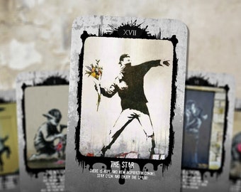 May include: A black and white illustration of a person throwing a bouquet of flowers. The illustration is on a card with the text "XVII THE STAR THERE IS HOPE AND NEW INSPIRATION COMING. STAY CALM AND ENJOY THE SPARK!"