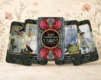 Anne Anderson Tarot – Major Arcana – English – German – Spanish – Vintage Art Tarot Deck for Divination, Intuition & Spiritual Insight
