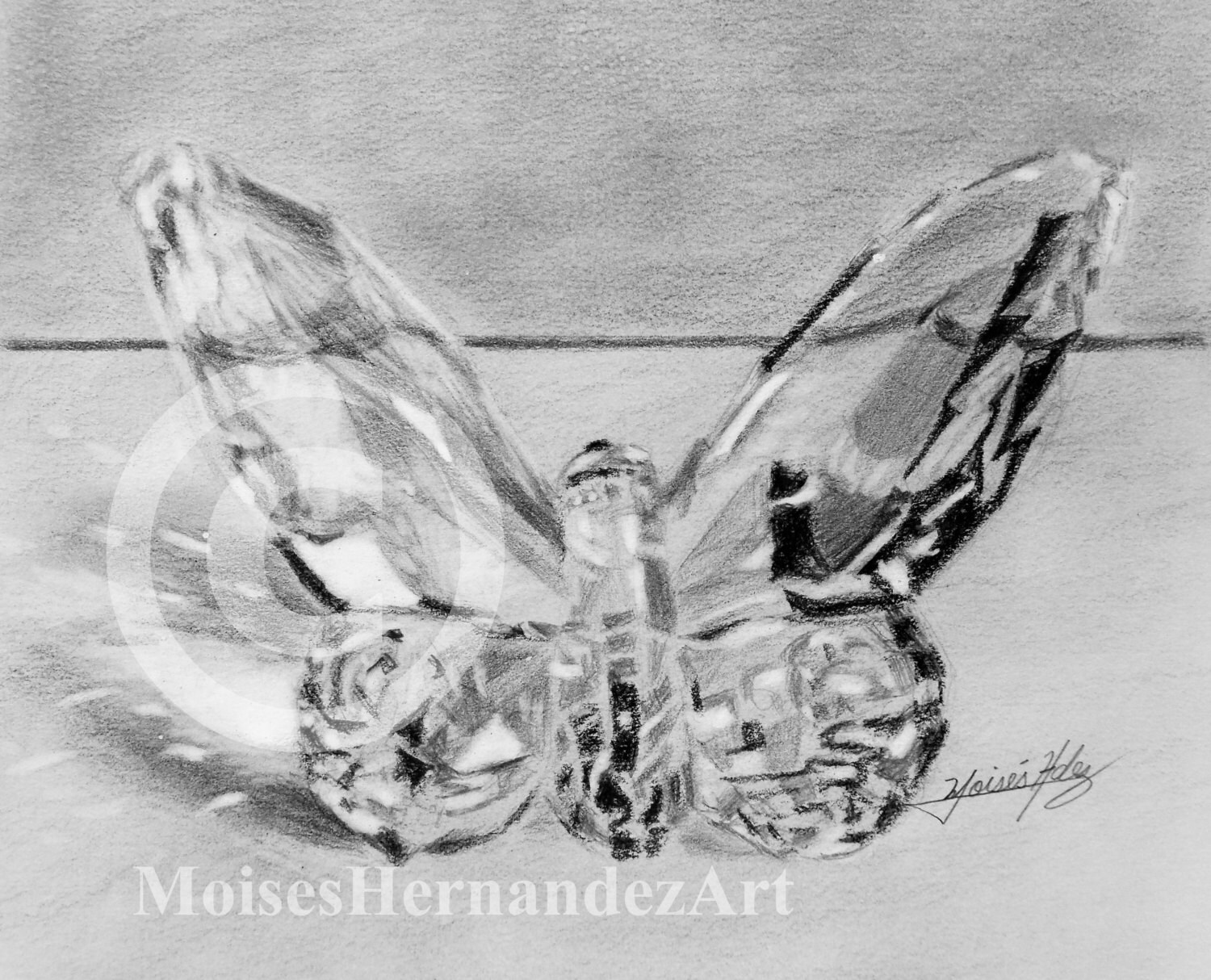 Crystal Butterfly Drawing Pencil Drawing Wall Decor Etsy
