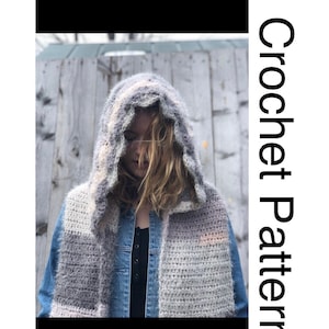 Crochet Hooded Scarf Pattern: Oversized Bulky Yarn, Beginner Friendly (PDF Pattern)