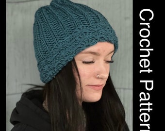 Crochet Beanie Pattern: Folded Brim, Adult Size (PDF Pattern)