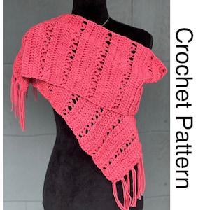 CROCHET PATTERN/Easy Crochet pattern/Lacy WrapScarf/Beginner Friendly Crochet Pattern