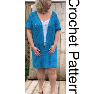 Crochet Pattern Plus Size Cardigan Vest Beginner Friendly Sizes Large to 3XL