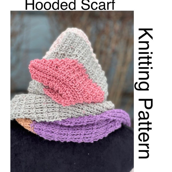 Hurdle Stitch Hooded Scarf Knitting Pattern: Beginner Friendly (PDF Pattern)