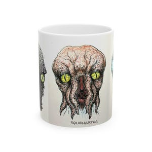 Various Creatures Ceramic Mug - Unique Coffee Cup, Halloween Decor, Quirky Gift, Ocean Lover&#39;s Drinkware, Art Print Mug