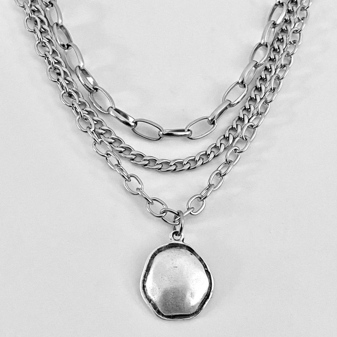 3 Pcs/set, NON-TARNISH CHAIN Steel, Semi Chunky Thick / Antique Silver ...