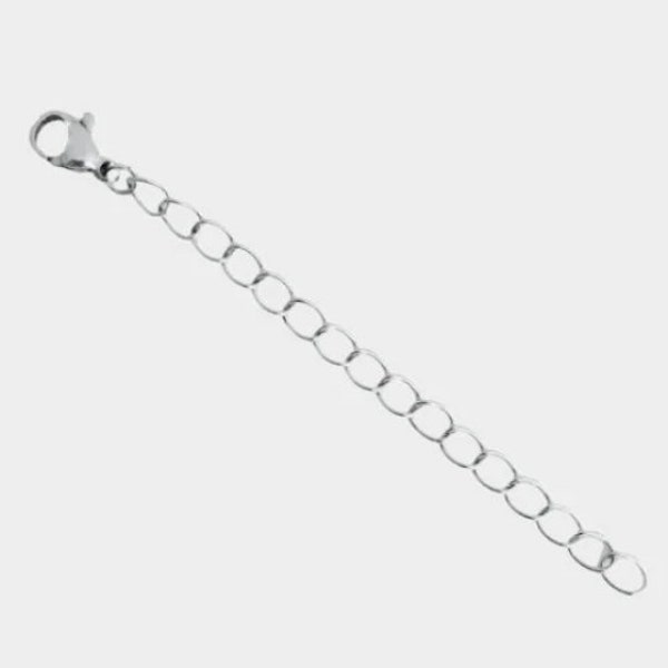 NECKLACE EXTENDER, chain and clasp, 3 inch extension, silver stainless steel