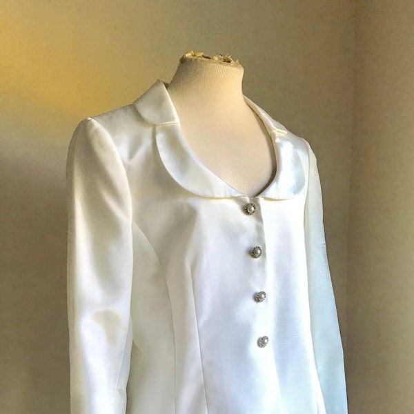 TAHARI Arthur S. Levine Luxe White Evening Jacket, Evening Wear, Women’s Clothes , Dress, Holiday , White Evening Jacket, Cocktail, Wedding