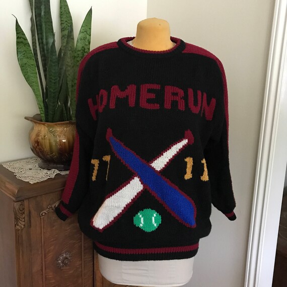 Vintage 1980's HOMERUN Pullover Sweater/ Baseball… - image 1