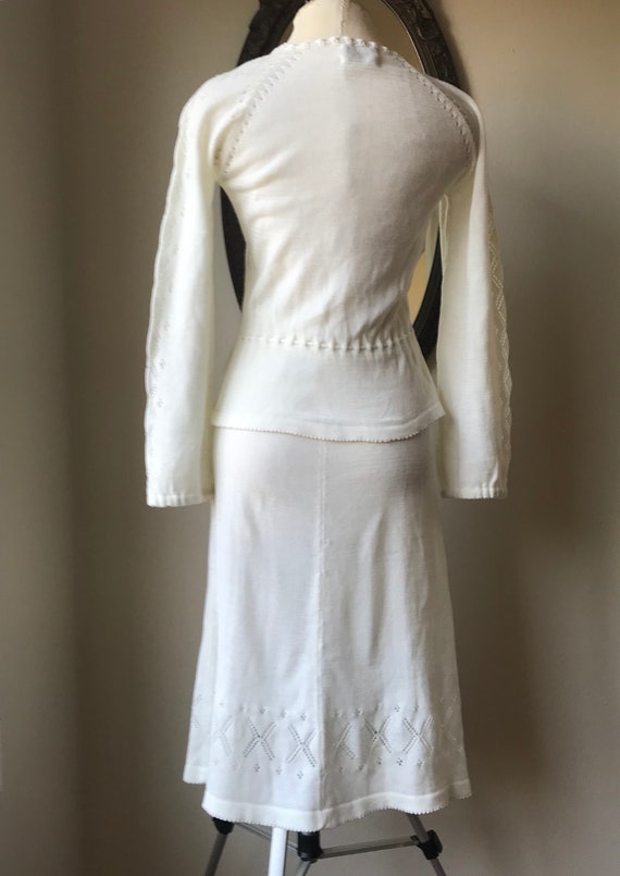 Vintage 1970’s Cream Color Knit skirt and sweater… - image 5