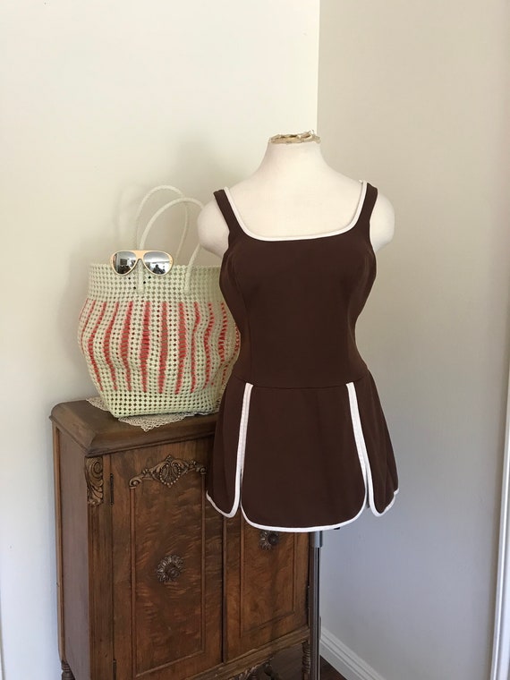 Vintage 1960’s Catalina 1 Piece Brown Swimsuit wit