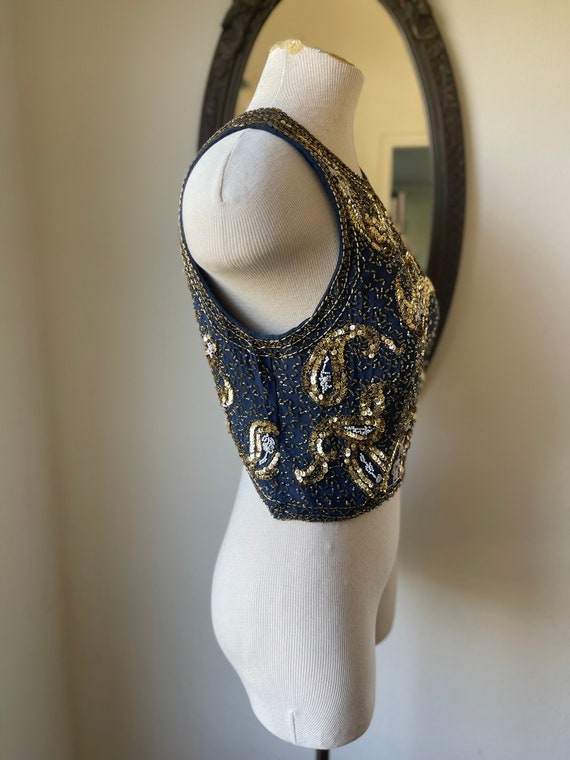 Vintage Alyce Designs Navy Blue evening top size small View 3