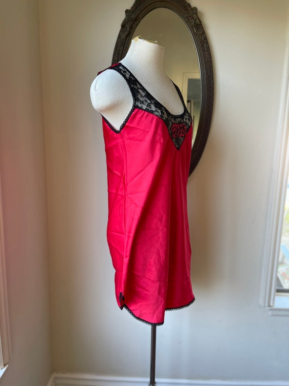 Vintage Claudia Phillips Red nightgown with black… - image 6