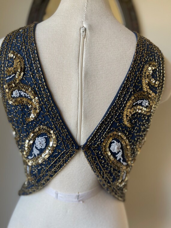 Vintage Alyce Designs Navy Blue evening top size small View 6