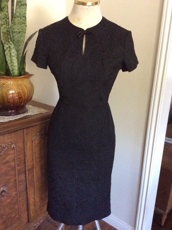 Black Wiggle Dress 1950's 1960's X-small