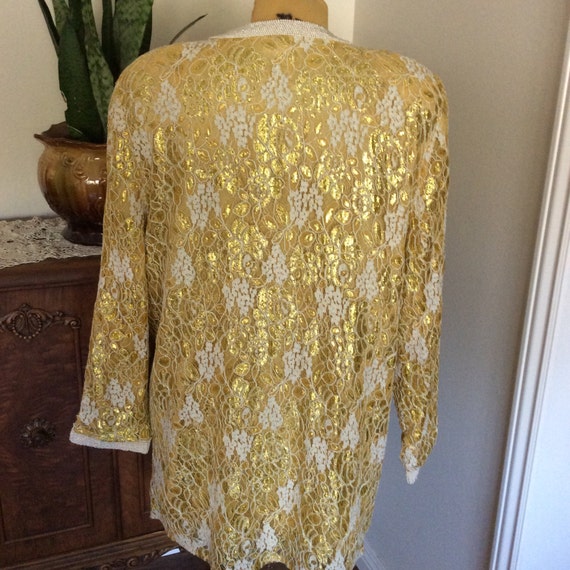 Vintage Diane Freis Original 1980's Gold Lace Wit… - image 3
