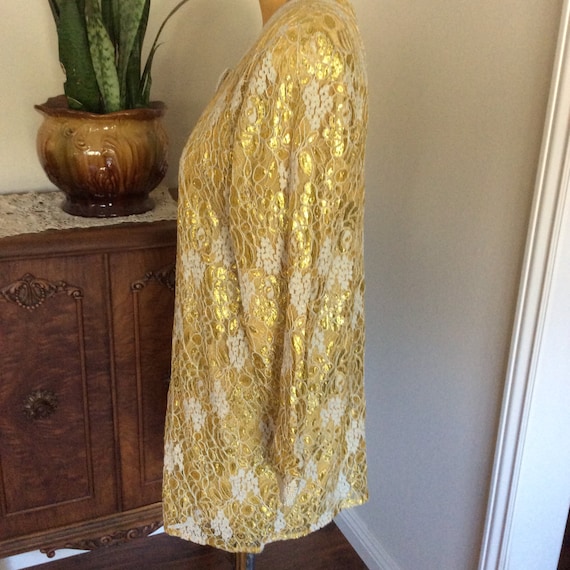 Vintage Diane Freis Original 1980's Gold Lace Wit… - image 4