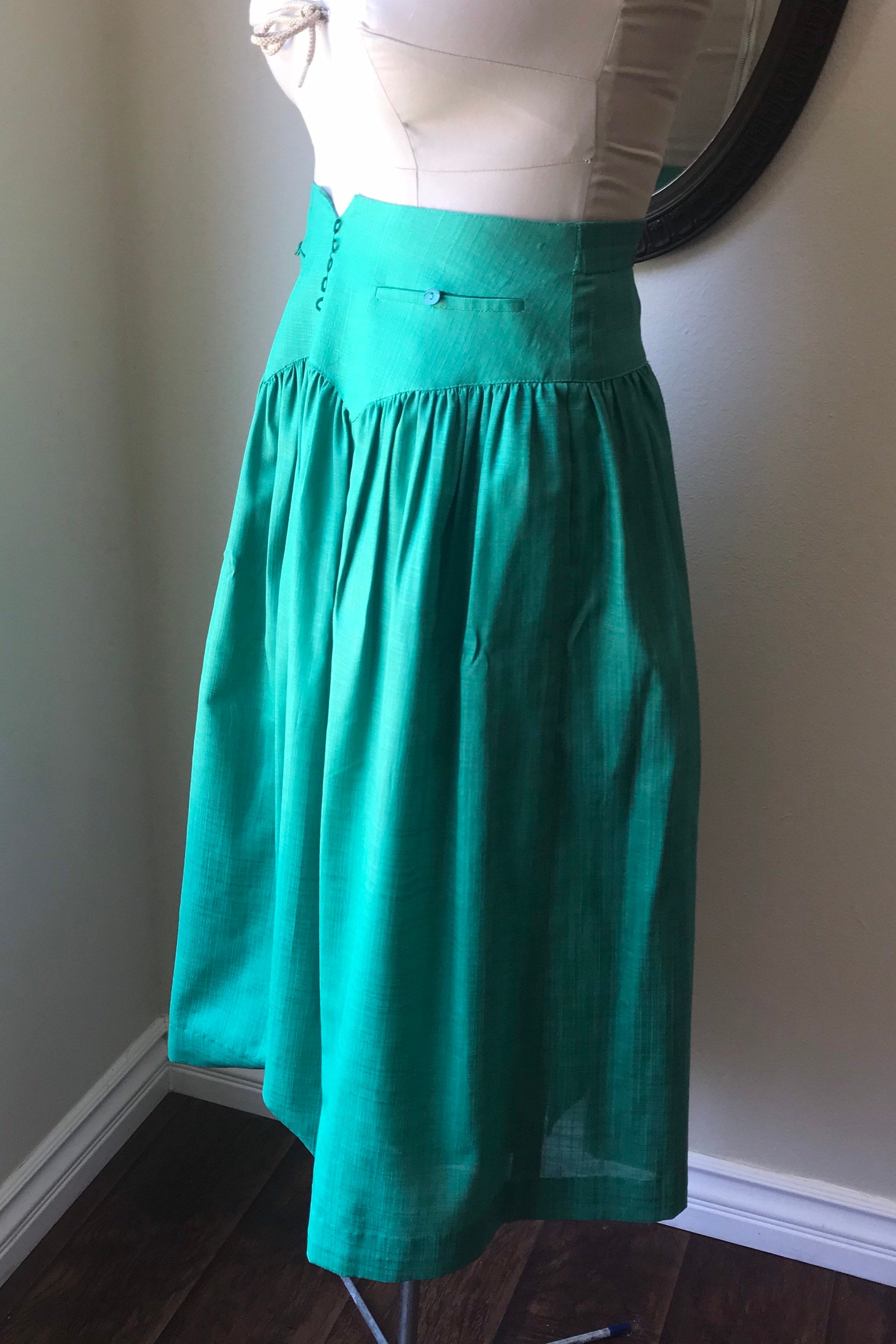Vintage Green Yoke Skirt A Line Skirt Medium Ladies Clothes - Etsy Ireland