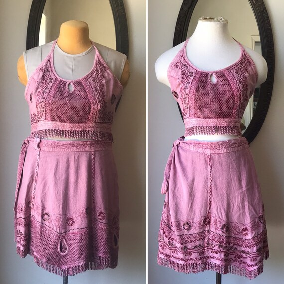 Shoreline 2 piece Mauve Halter Top & Wrap Skirt, … - image 1