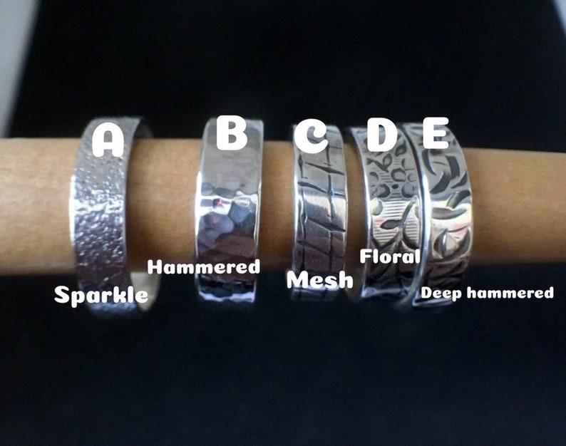 Patterned silver ring Thumb rings Sterling silver band ring Textured wedding band