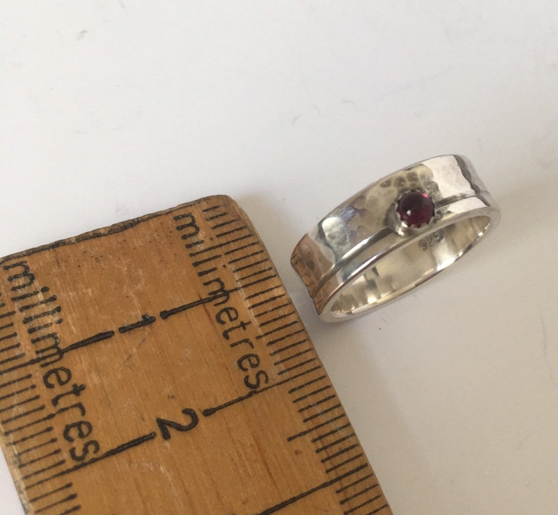 Garnet Ring Silver Band Ring With Garnet Gemstone January image 9