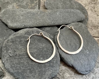 Hammered hoop earrings sterling silver, silver hoops, hammered hoops,