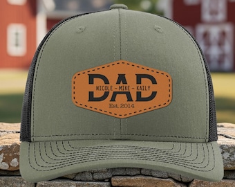 Personalized Dad Hat with Names, Custom Grandpa Hat for Men, Fathers Day Gift, Mens Christmas Gift, Papa Cap, Engraved Father Ball Cap