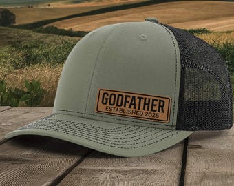 Personalized Godfather Hats | Custom Laser Engraved Godparent Caps | Custom Godfather Gift | Godfather Patch