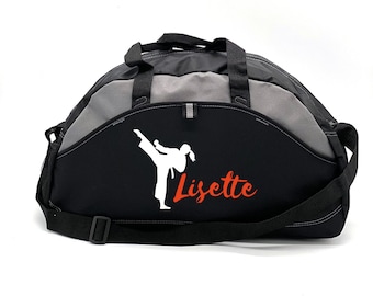 Custom Karate Duffle,  Girl Martial Arts,  Kung Fu Bag, Tae Kwon Do Bag, Kick Boxing, Personalized Duffle, Karate Girl, Student Bag,