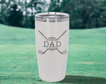 Golf Ball Dimple Tumbler, Laser Engraved Golfer Gift, Golf Ball Dimpled Insulated Cup, Custom Golf Gift, Custom Travel Mug, Gift For Golfer