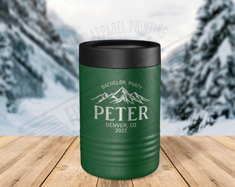 Personalized Engraved, Can Holder,  Metal Koozie, Mountain Range, Groomsman, Best Man, Wedding Gift,  Father of Bride Groom, Bachelor Gift