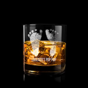 Custom Engraved Baby Footprints Glass, Father's Day Gift, Handprint Whiskey Glass, Wine Glass, Pint Glass, Coffee Mug