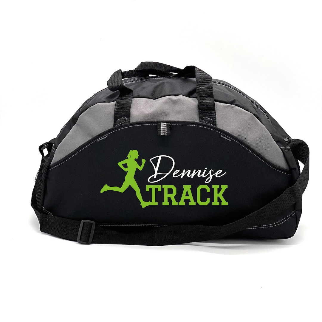Personalized Runner Bag, Gray Duffle Bag, Sports Duffle, Track Running