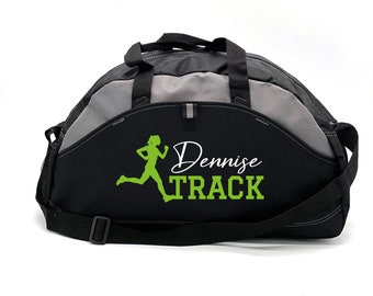 Personalized Runner Bag, Gray Duffle Bag, Sports Duffle, Track Running Bag, Track Bag, Runner Bag, Black Track Bag, Track Team Gift