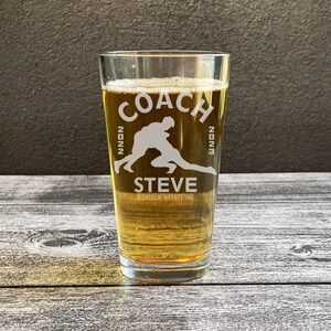 Personalized Wresting Beer Glass, Wrestling Coach, Engraved Wrestling Gift, Gift for Coach, Fast Shipping, Custom Mixing Glass for Coach