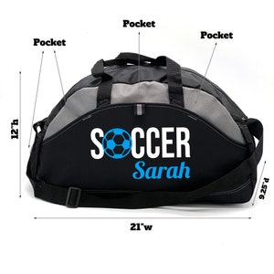 Personalized Duffle Bag, Kids Personalized Bag, Soccer Sports Duffle Bag, Custom Soccer Bag, Practice Bag, Coach Gift, Soccer Practice image 4