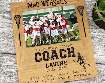 Lacrosse coach picture frame, engraved coach gift, Lacrosse coach gift, Lax coach gift, team photo frame, team picture frame, Stickball Gift