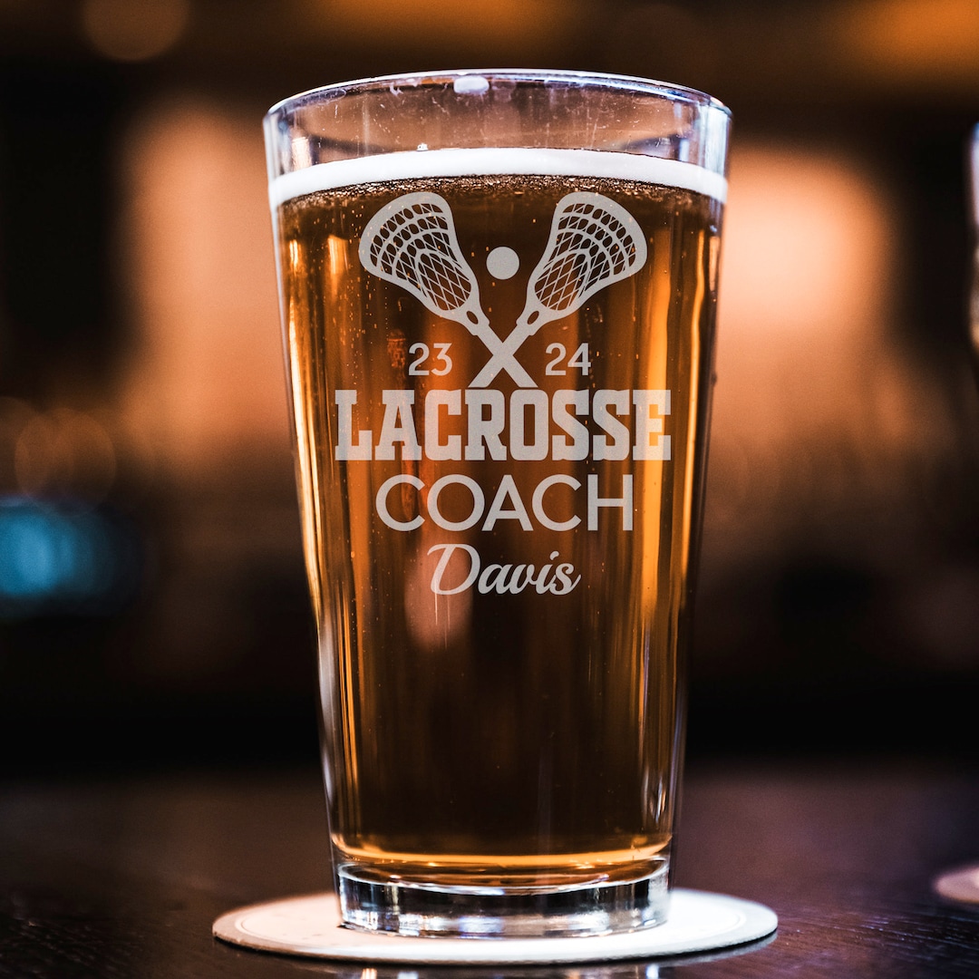Personalized Lacrosse Coach Pint Glass, Lacrosse Coach Gift, Gift for ...