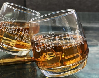 Custom Godfather Whiskey Glass, Rocking Rocks Glass, Godfather, Godmother Gift, Godparents Gift, Baptism Glass, Rocking Whiskey, Godparent