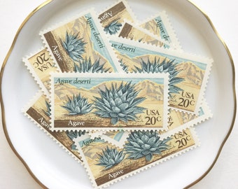 Aloe Postage Stamp for Snail Mail Letters and Penpals // Vintage 1980s Unused Stamps for Southwest, Texas and Desert wedding invitations
