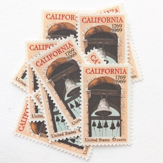 California Unused Postage Stamps for Mailing Letters Vintage USPS // Peach  or Blush postage // 6 cents // 1969 // No. 1373