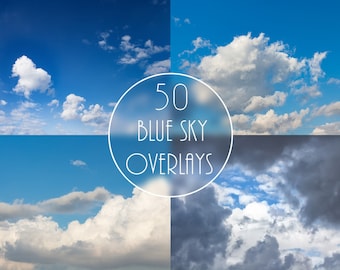 Blue Sky Overlays, Sky achtergronden, hemel achtergronden, heldere lucht, witte wolken, Sky digitale papier, digitale hemelachtergrond, Sky illustraties