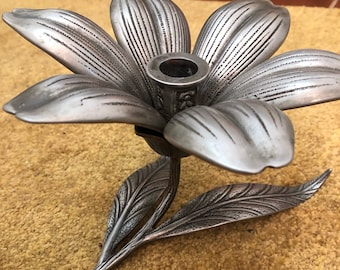 Original brass flower petal ashtray and candle holder