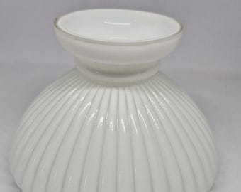 Ribbed opal white milk glass lamp shade