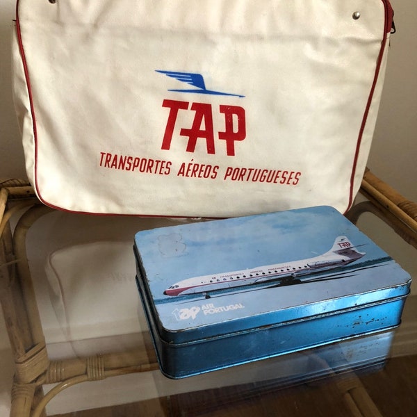 TAP airlines bag and metal box