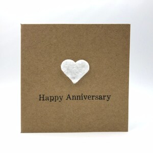 Biglietto di auguri per il secondo anniversario - Cuore di cotone secondo - 4 x 4 pollici (102 mm x 102 mm) o 5 x 5 pollici (127 mm x 127 mm)